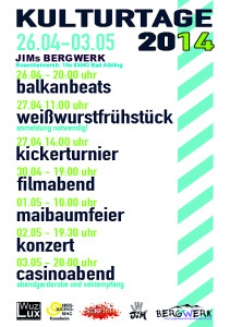 Kulturtage '14, 26.04.-03.05. @ JiMs Bergwerk | Bad Aibling | Bayern | Deutschland